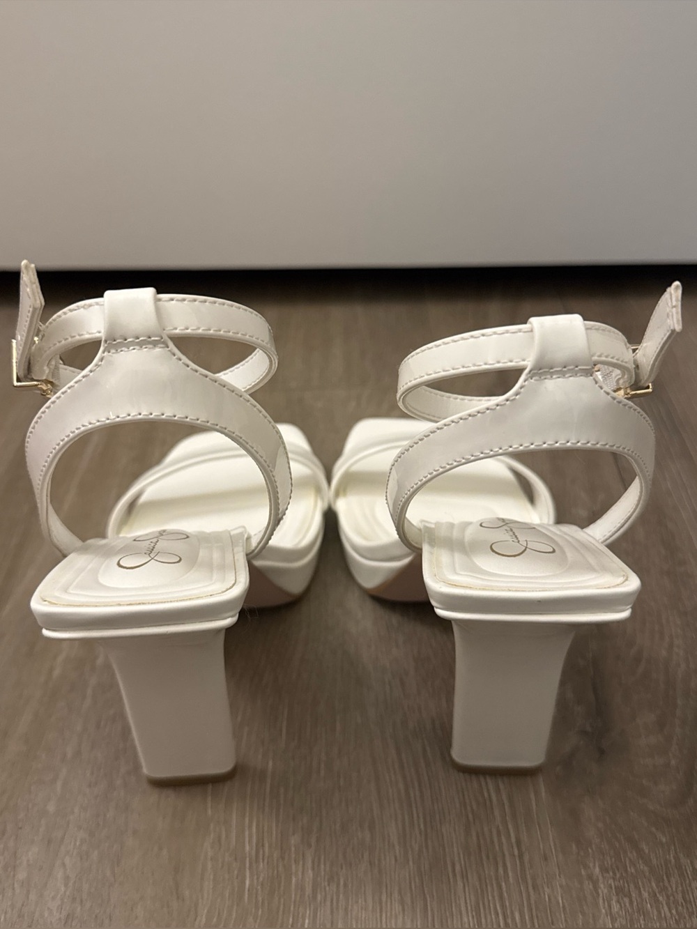 White Ankle-Strap Platform Stiletto Heels - Women's Sandals - Picture 4 of 4